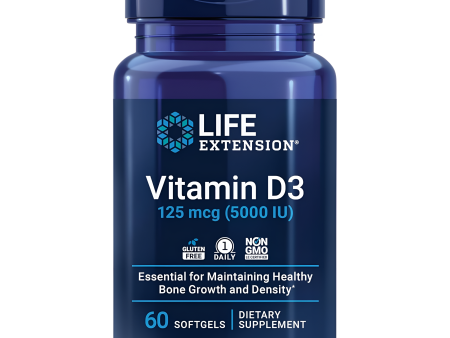 Vitamina D3 125mcg(5000IU) , 60 capsulas - Life Extension For Discount