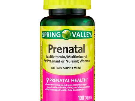 Suplemento dietético prenatal Spring Valley, 100 tabletas Online now