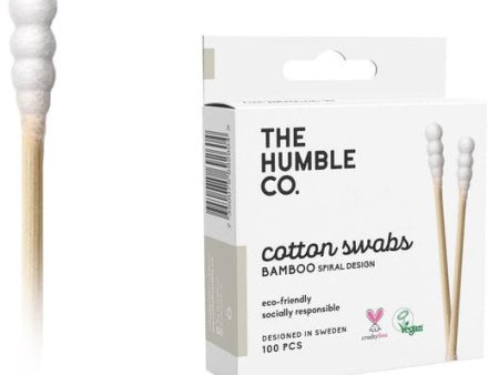 Cotton Swabs - Spiral Tip - White, 100 pcs, The Humble Co. Online now