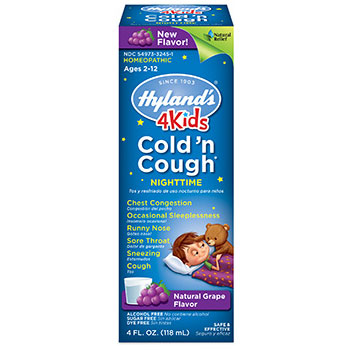 4 Kids Cold  n Cough Nighttime - Grape Flavor, 4 oz, Hyland s Fashion