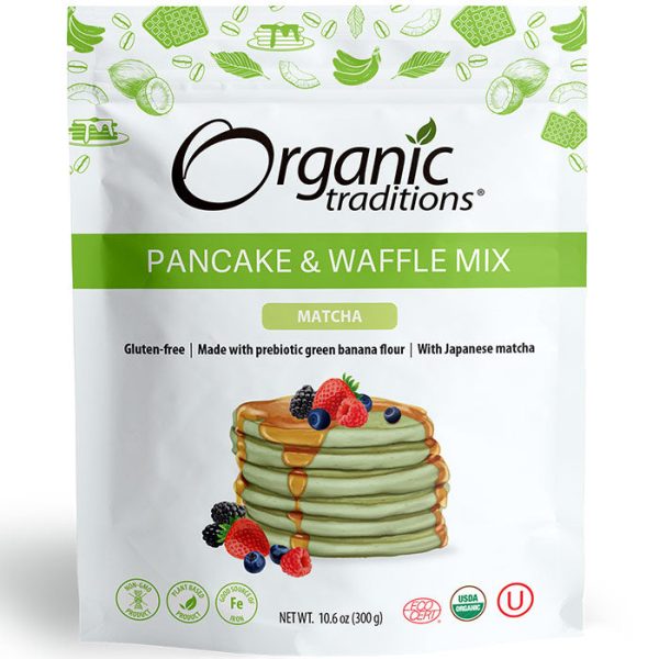 Pancake & Waffle Mix, Matcha, 10.6 oz (300 g), Organic Traditions Hot on Sale