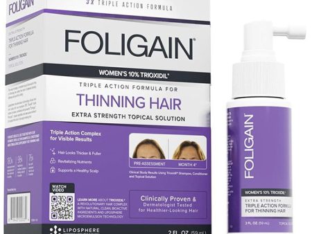 Women s Triple Action Complete Formula for Thinning Hair with 10% Trioxidil, 2 oz, Foligain For Discount