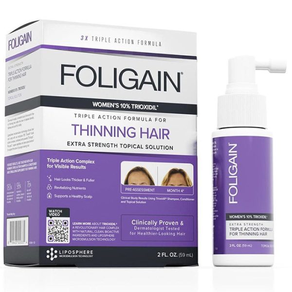 Women s Triple Action Complete Formula for Thinning Hair with 10% Trioxidil, 2 oz, Foligain For Discount