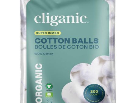 Organic Super Jumbo Cotton Balls, 200 Count, Cliganic Online now