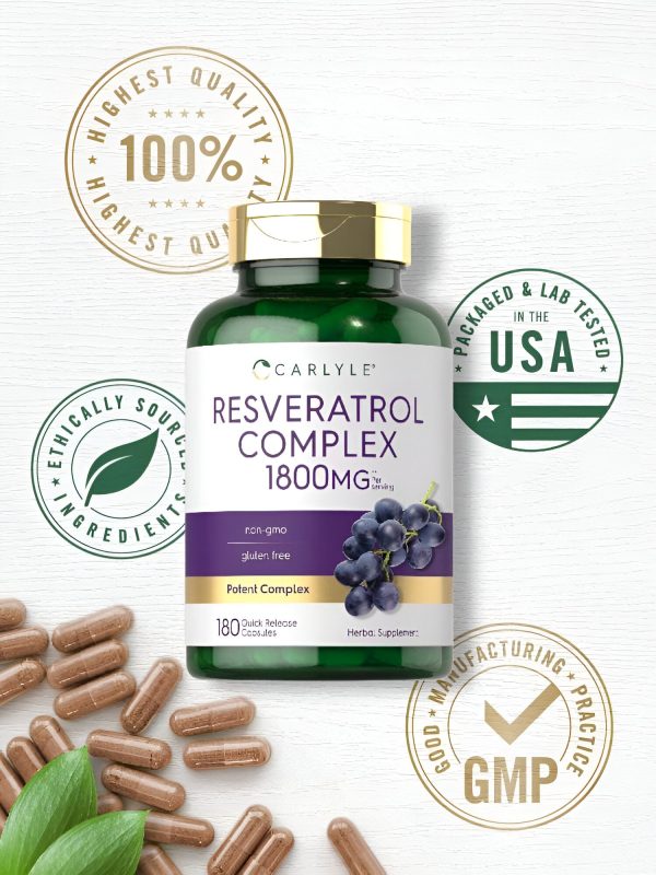 Resveratrol complex 1800mg , 180 capsulas - Carlyle For Discount