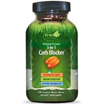 Maximum Strength 3-In-1 Carb Blocker, 75 Liquid Soft-Gels, Irwin Naturals Fashion