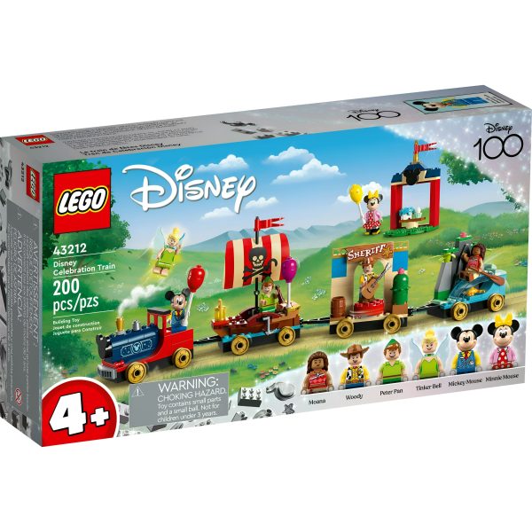 LEGO Disney 100 Tren de Celebración 43212 Juguete de construcción, juego imaginativo, divertido regalo de cumpleaños para niños en edad preescolar a partir de 4 años, 6 minifiguras de Disney: Moana, Woody, Peter Pan, Campanita, Mickey y Minnie Mouse Discount