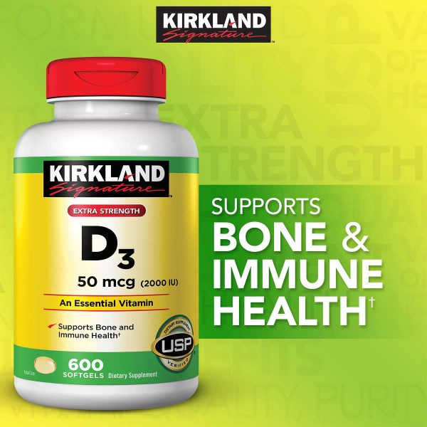 Kirkland Signature Extra Strength D3 50 mcg., 600 cápsulas blandas Online Hot Sale