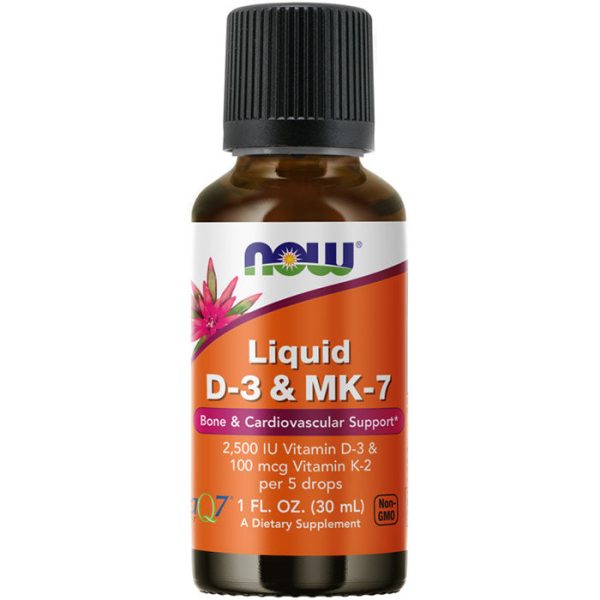 Liquid D-3 & MK-7, 1 oz, NOW Foods Discount