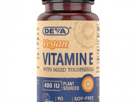 Vegan Plant Source Vitamin E with Mixed Tocopherols, 90 Vegan Caps, Deva Nutrition For Sale