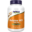 Betaine HCI 648mg , 120 capsulas vegetarianas - Now Sale