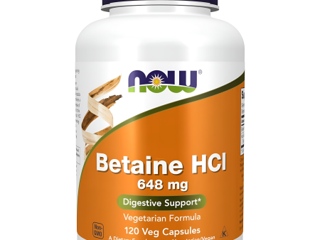 Betaine HCI 648mg , 120 capsulas vegetarianas - Now Sale