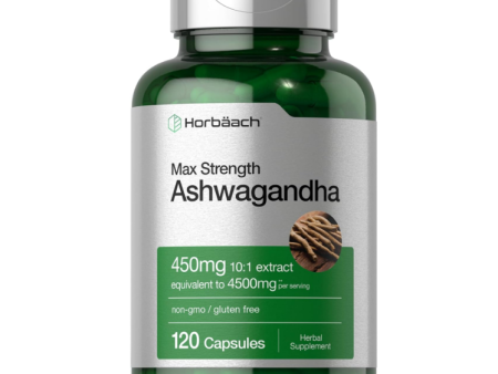 Ashwagandha Horbaach 450mg 10:1 extract equivalente a  4500mg per serving - 120  Capsulas For Discount