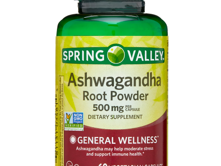 Ashwagandha 500mg , 60 capsulas vegetarianas - Spring Valley For Discount